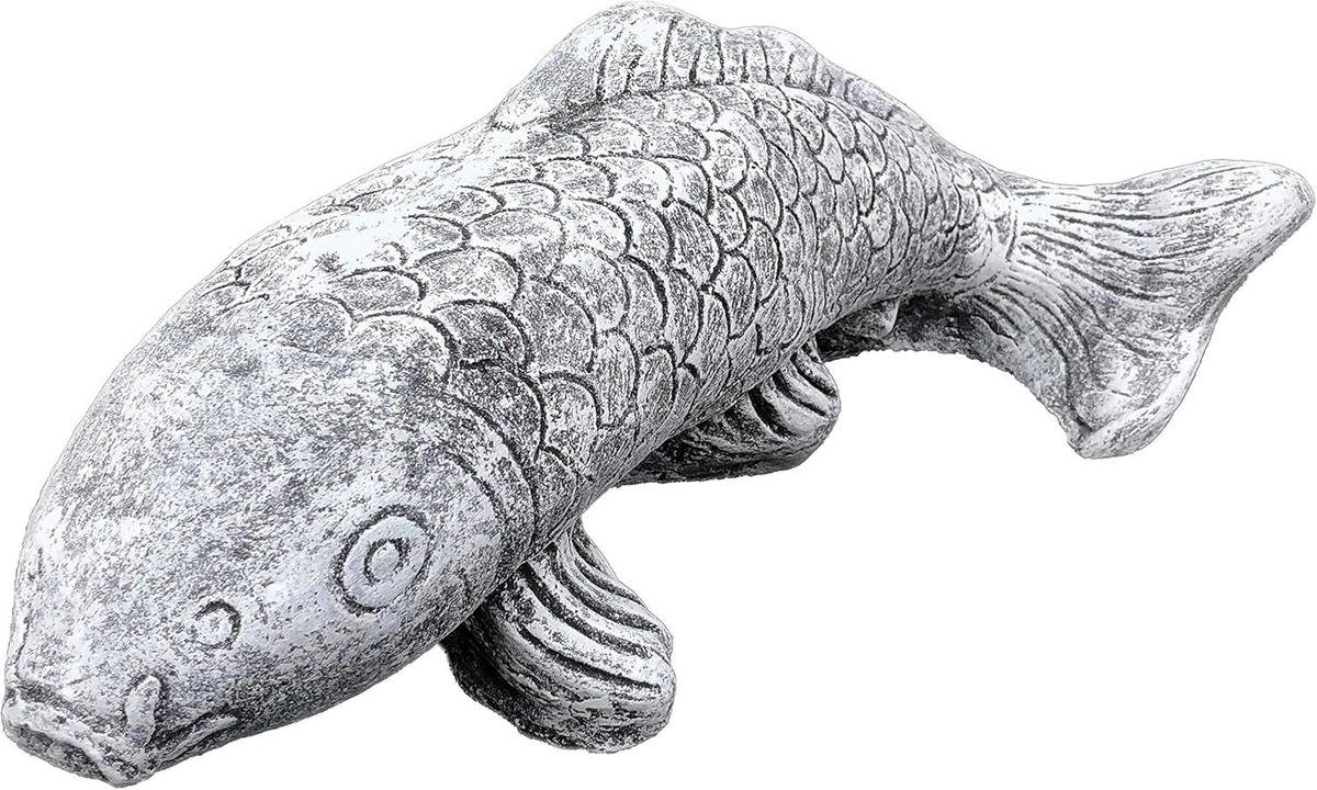 STEINFIGUR Koi gross frostfest massiver Steinguss - Grau, Stein (45/16/22cm) - stoneandstyle