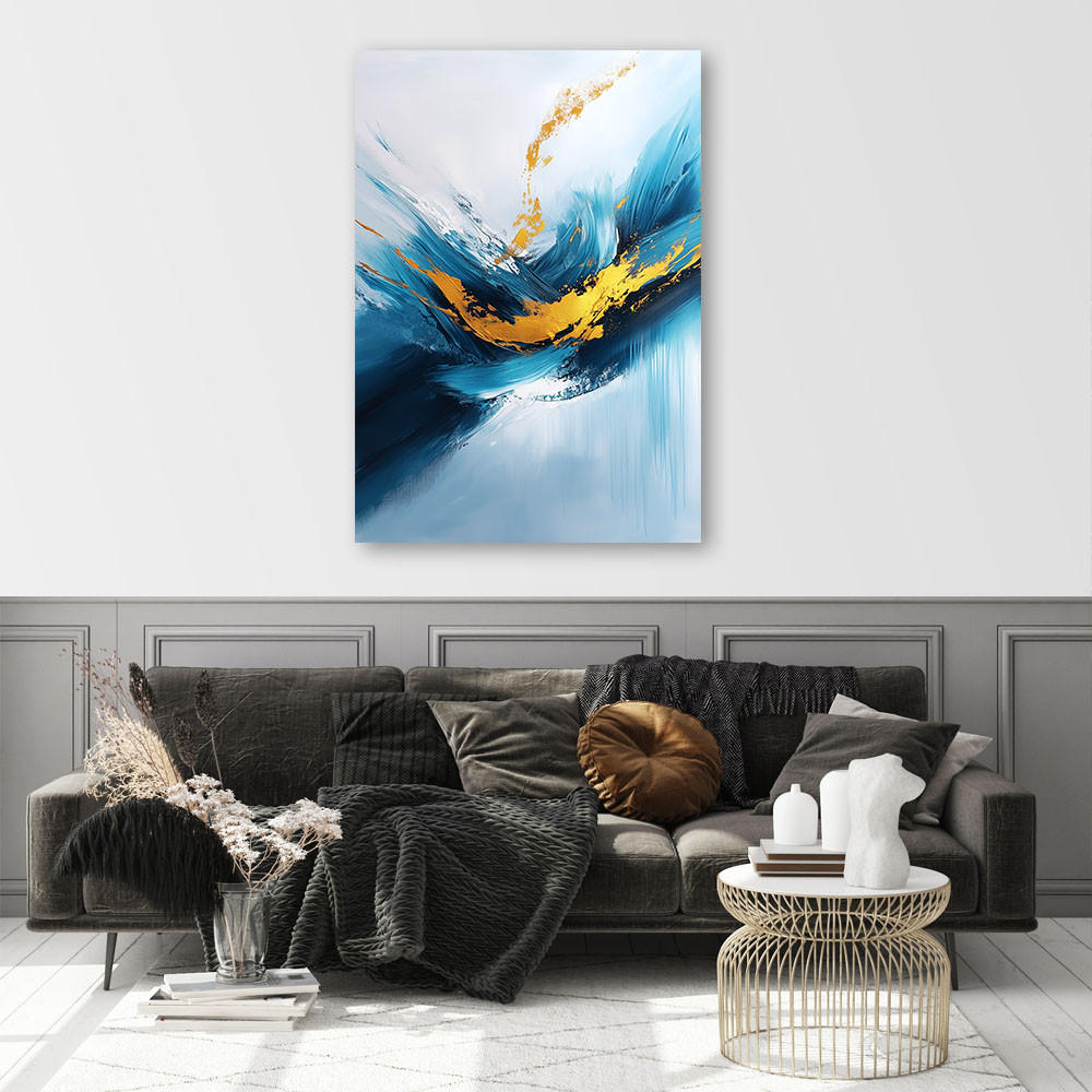 LEINWANDBILD Blauer Glamour Marmor 40x60cm - Blau, Textil (40/60cm) - Feeby