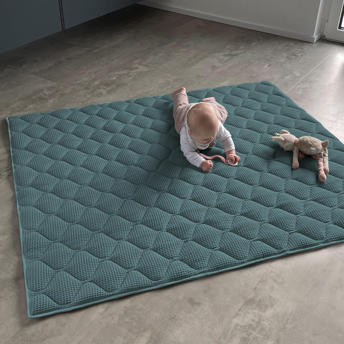 KRABBELDECKE Petrol 130x150cm - Petrol, Textil (130/150cm) - Sanosoft