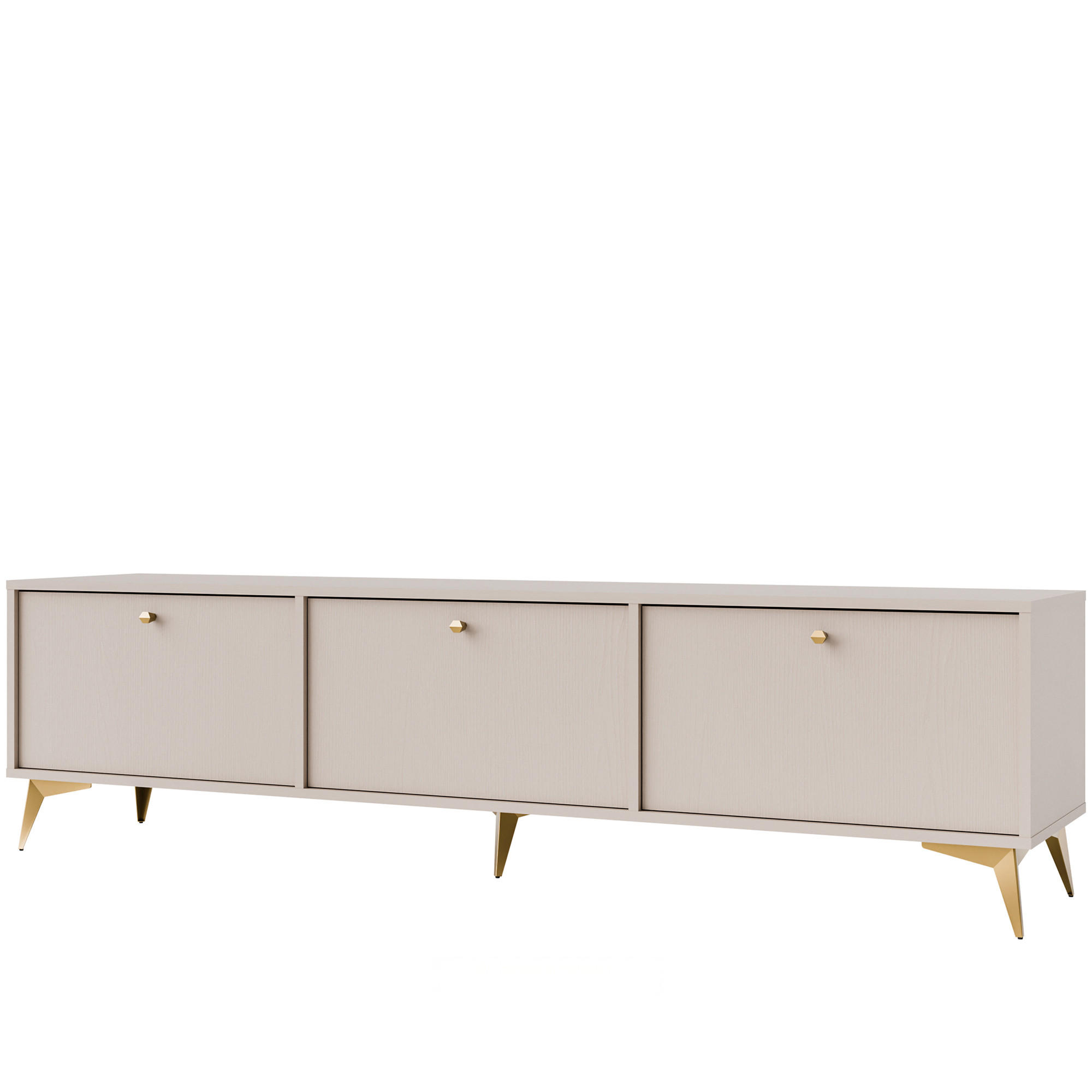 TV-LOWBOARD FLOREN, Creme/Gold - Creme, Holzwerkstoff/Metall (180/48.5/40.8cm) - KONSIMO®