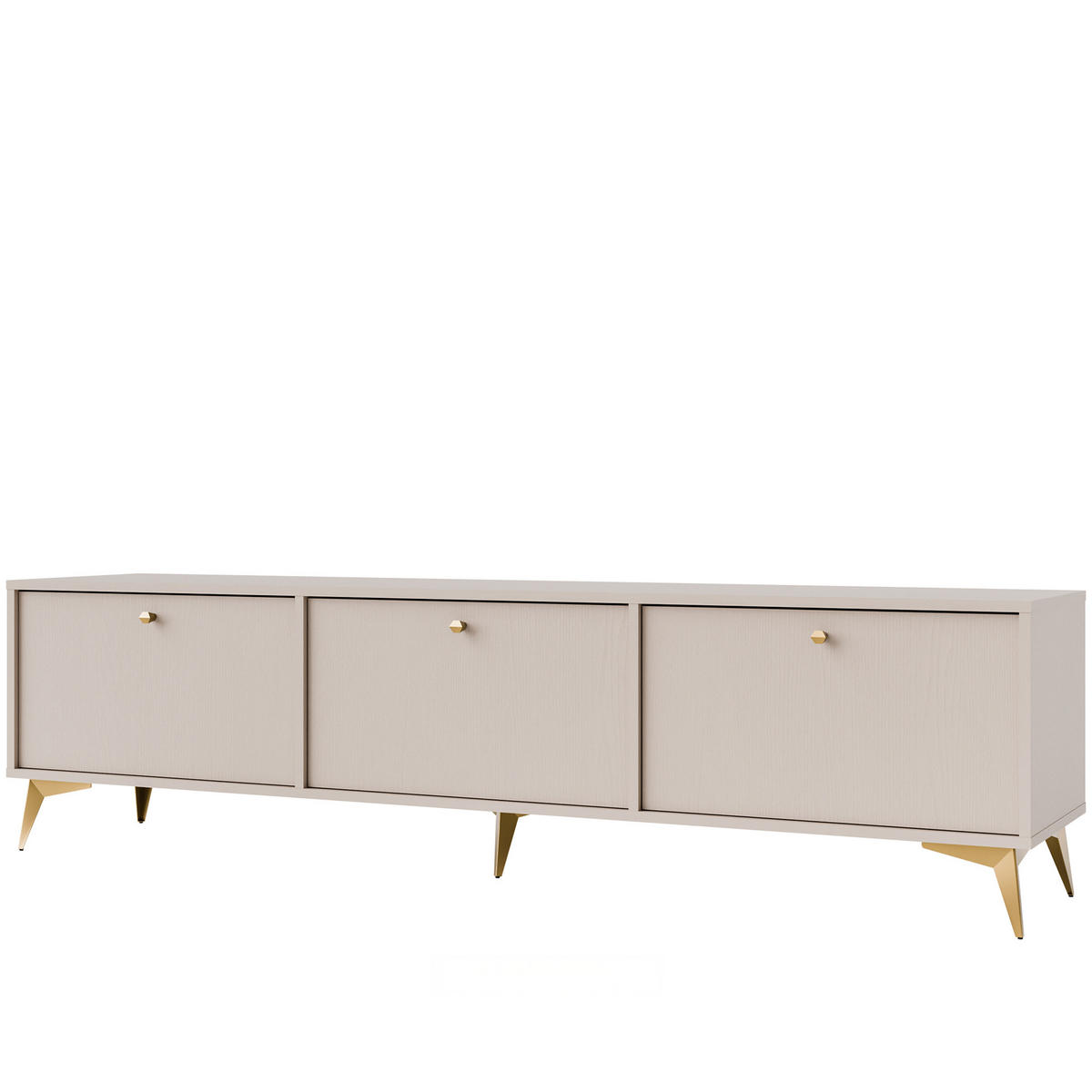 TV-LOWBOARD FLOREN, Creme/Gold - Creme, Holzwerkstoff/Metall (180/48.5/40.8cm) - KONSIMO®