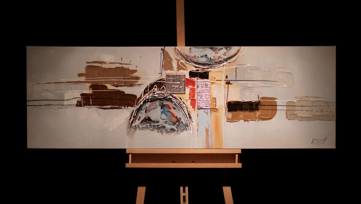 ACRYLBILD HANDGEMALT 150/50 cm - Braun, Holz/Textil (150/50cm) - KUNSTLOFT