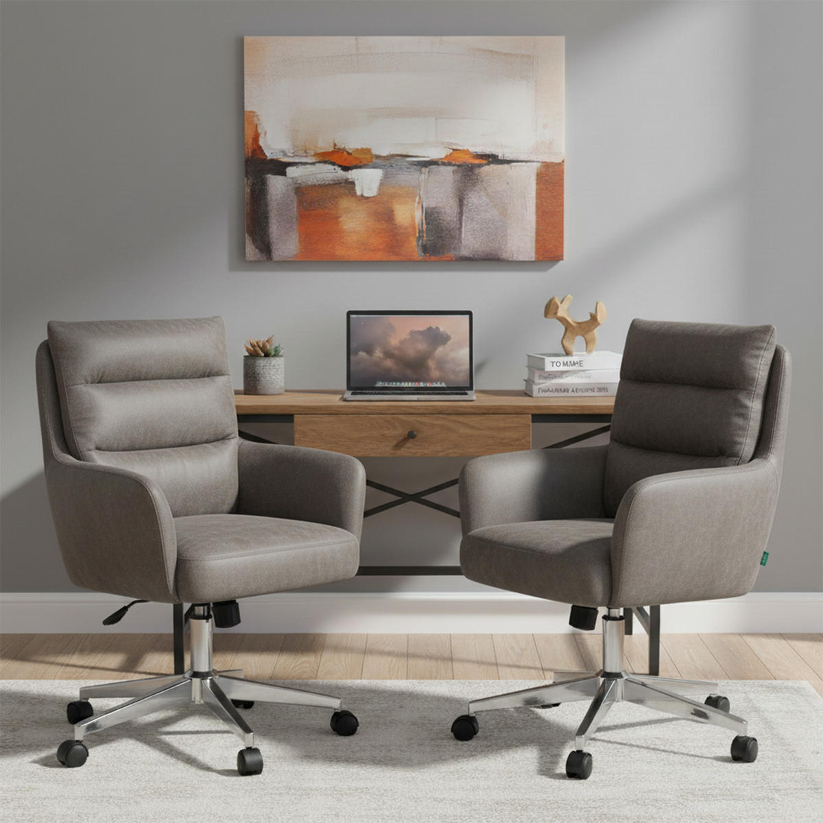 BÜROSTUHL Mika-Svenja - Taupe/Chromfarben, Textil/Metall (59/91/66cm) - DUBI Möbel