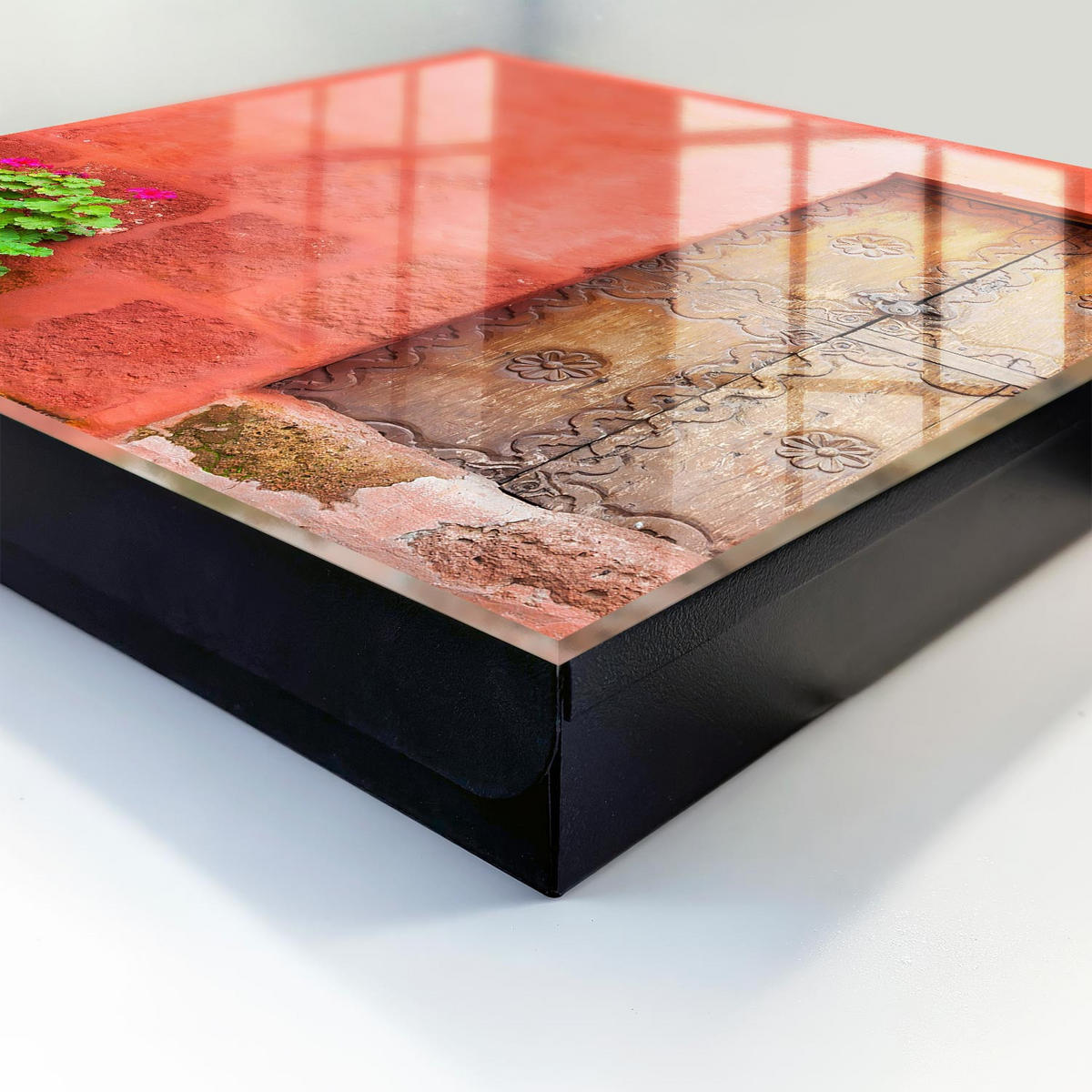 SCHLÜSSELBOX Schwarz 30x30 cm- Türöffnung nach rechts - Rote Fassade - Rot, Metall (30/30/5cm) - TULUP