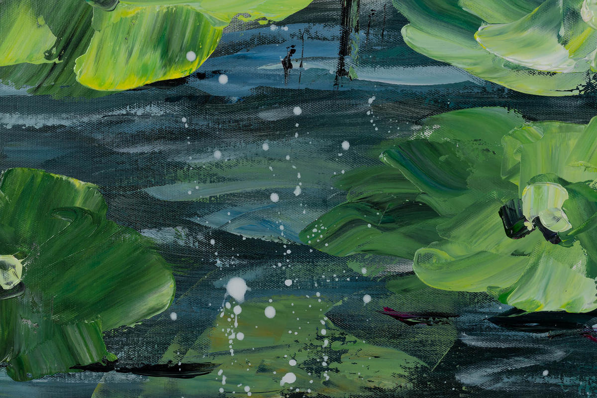 ACRYLBILD HANDGEMALT 120/60 cm - Blau/Grün, Holz/Textil (2/60cm) - KUNSTLOFT