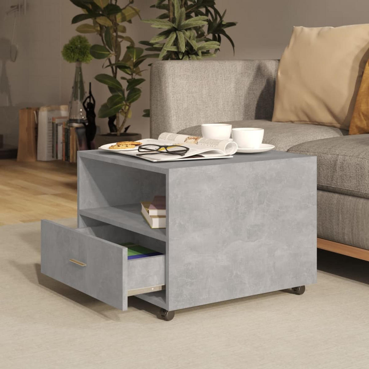 COUCHTISCH Betongrau 55x55x40 cm Holzwerkstoff - Grau, Holzwerkstoff (55/55/40cm) - furnicato