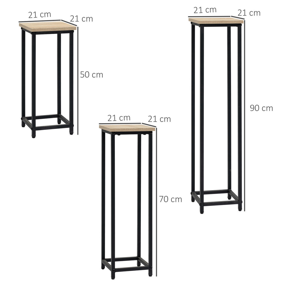 PFLANZENSTÄNDER, Stahl, Schwarz+Braun - Multicolor, Metall (90cm) - Outsunny