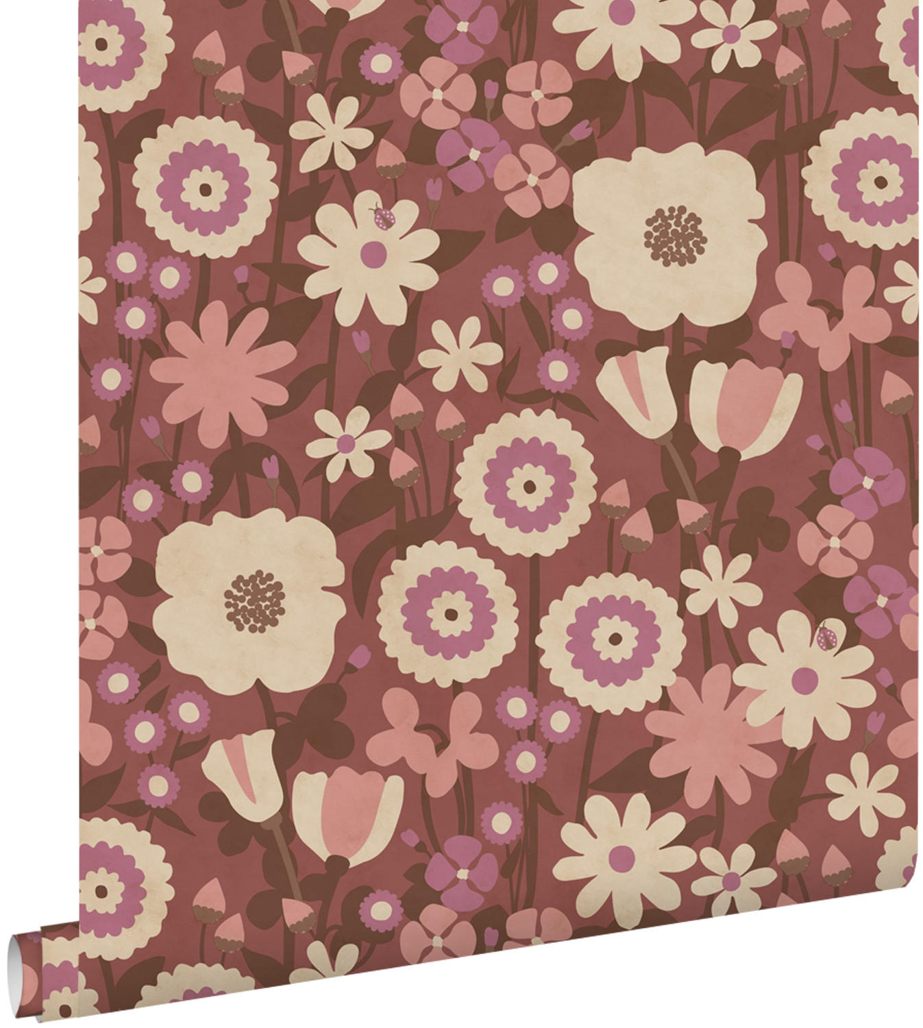 TAPETE Retro Blumen 50 x 900 cm - Lila, Papier (50/0.1cm) - ESTAhome