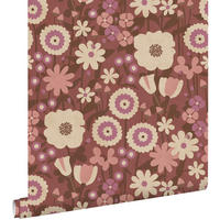 TAPETE Retro Blumen 50 x 900 cm - Lila, Papier (50/0.1cm) - ESTAhome