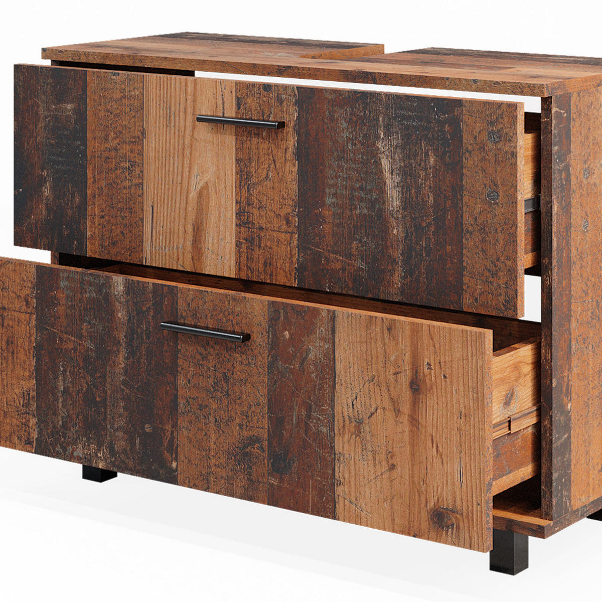 BADMÖBEL-SET Ilias Eiche rustikal 3 Teile, mit Unterschrank 80 cm - Wildeiche, Holzwerkstoff (80/60/33cm) - Vicco