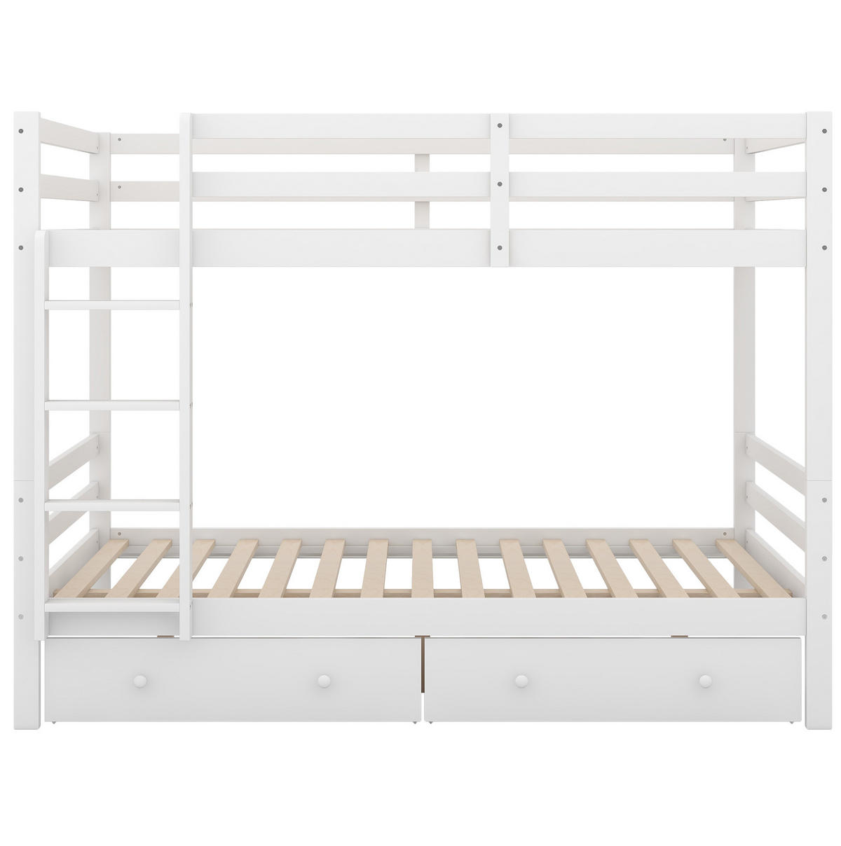 ETAGENBETT 140/200 cm aus Kiefernholz und MDF mit Schubladen und hohem Geländer Weiß - Weiß, Holz (140/200cm) - Modenvie