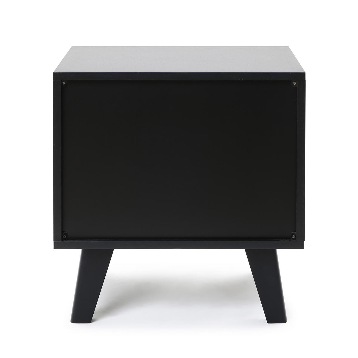 NACHTTISCH mit 2 Schubladen, Natur und Schwarz | 40T x 45B x 48H cm - Schwarz, Holz (45/48/40cm) - Hometopia