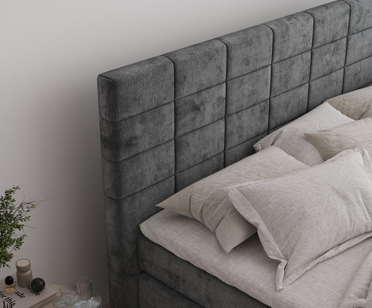 BOXSPRINGBETT Ava Anthrazit 200/200 cm - Anthrazit/Schwarz, Holz/Holzwerkstoff (200/200cm) - Maison de Reve