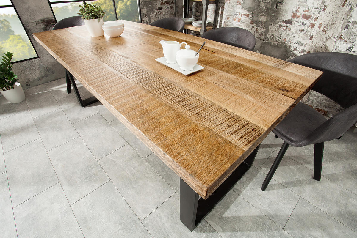 ESSTISCH IRON CRAFT Mango Natur 160 cm - Schwarz/Braun, Holz (90/160/77cm) - riess-ambiente