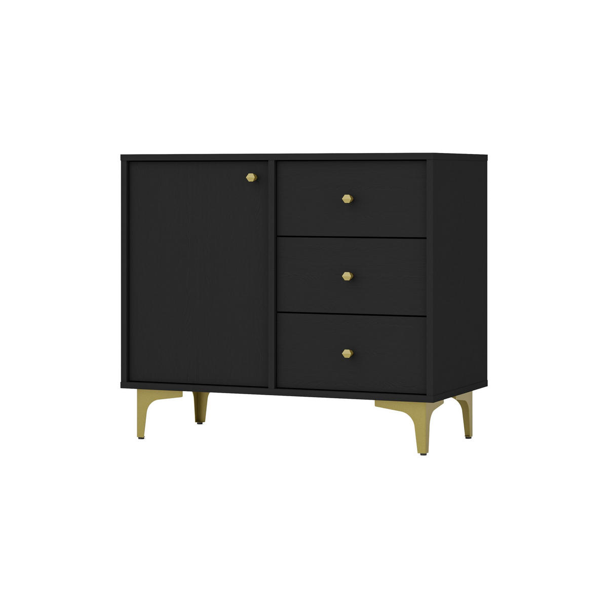 KOMMODE TORINO 84/72/41 cm mit 3 Schubladen 1 Türen Graphitfarben - Graphitfarben, Holzwerkstoff (84/72/41cm) - MASSENO