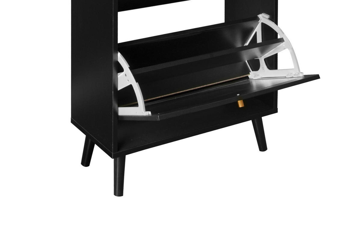 SCHUHSCHRANK Schwarz 60/24/110 cm - Schwarz, Holzwerkstoff (60/110/24cm) - PANGIVO