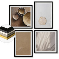 WANDBILDER 4er-Set - 50x50 cm & 40x60 cm Schwarzer Rahmen - Minimalistische warme Texturen - Schwarz, Kunststoff (50/50cm) - ArtPrintCave