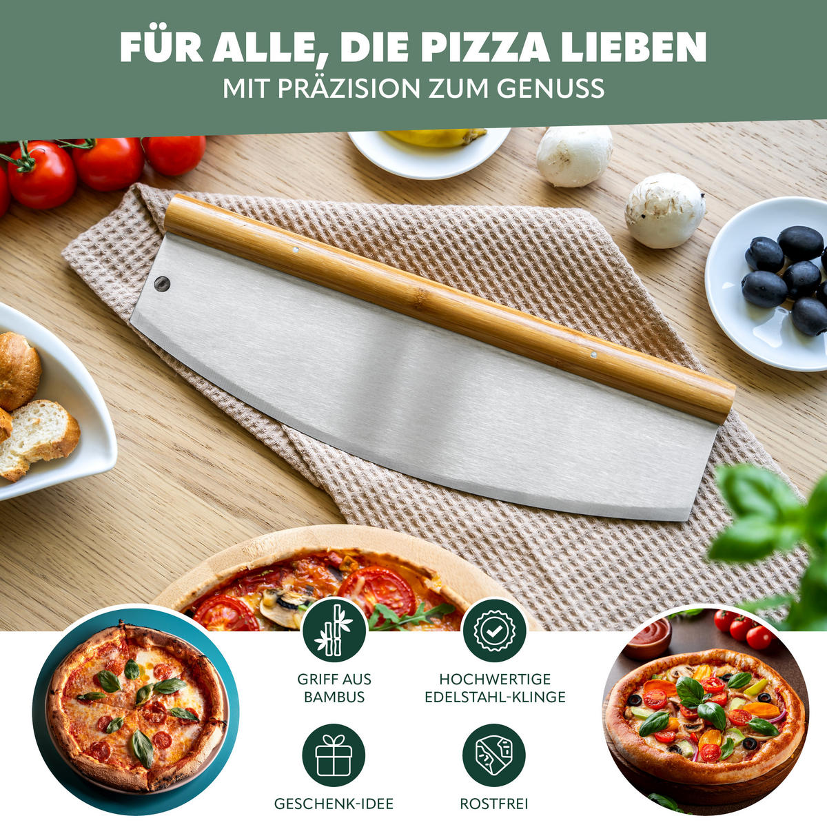 PIZZASCHNEIDER, silberholz & Edelstahl - Silberfarben, Metall (35/11.5/35cm) - bremermann