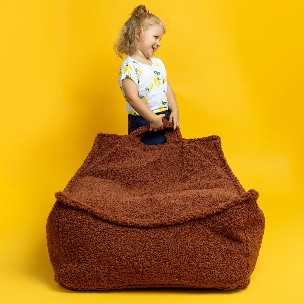 SITZSACK für Kinder, Eckig, Bearly, Cremig - Creme, Textil (60/50/70cm) - MeowBaby