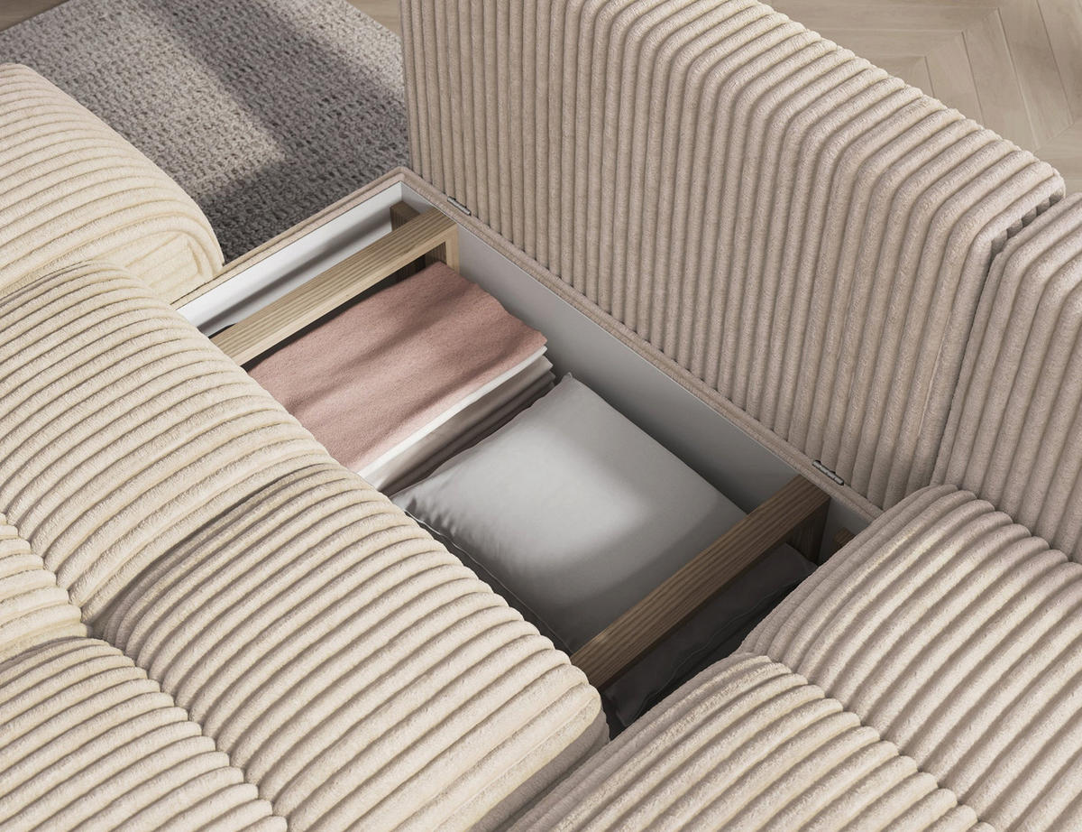 ECKSOFA VITTARIO mit Schlaffunktion & Bettkasten – Modernes L-Sofa 227 cm, inklusive Kissen - Weiß, Kunststoff (227/95cm) - Wohnideebilder