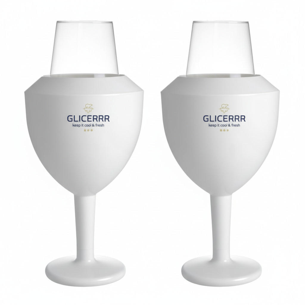 WEINGLASKÜHLER - und Halterset + Glas - 2-teilig - Weiß, Kunststoff (0.1L)