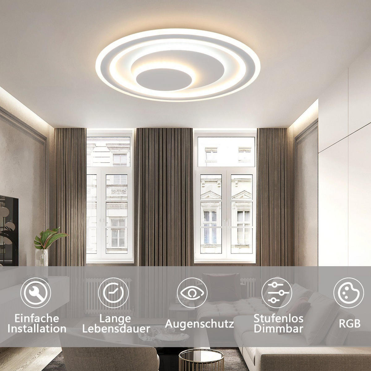 LED-DECKENLEUCHTE Leonard 51/51/5 cm - Weiß, Metall (51/51/5cm) - Nettlife