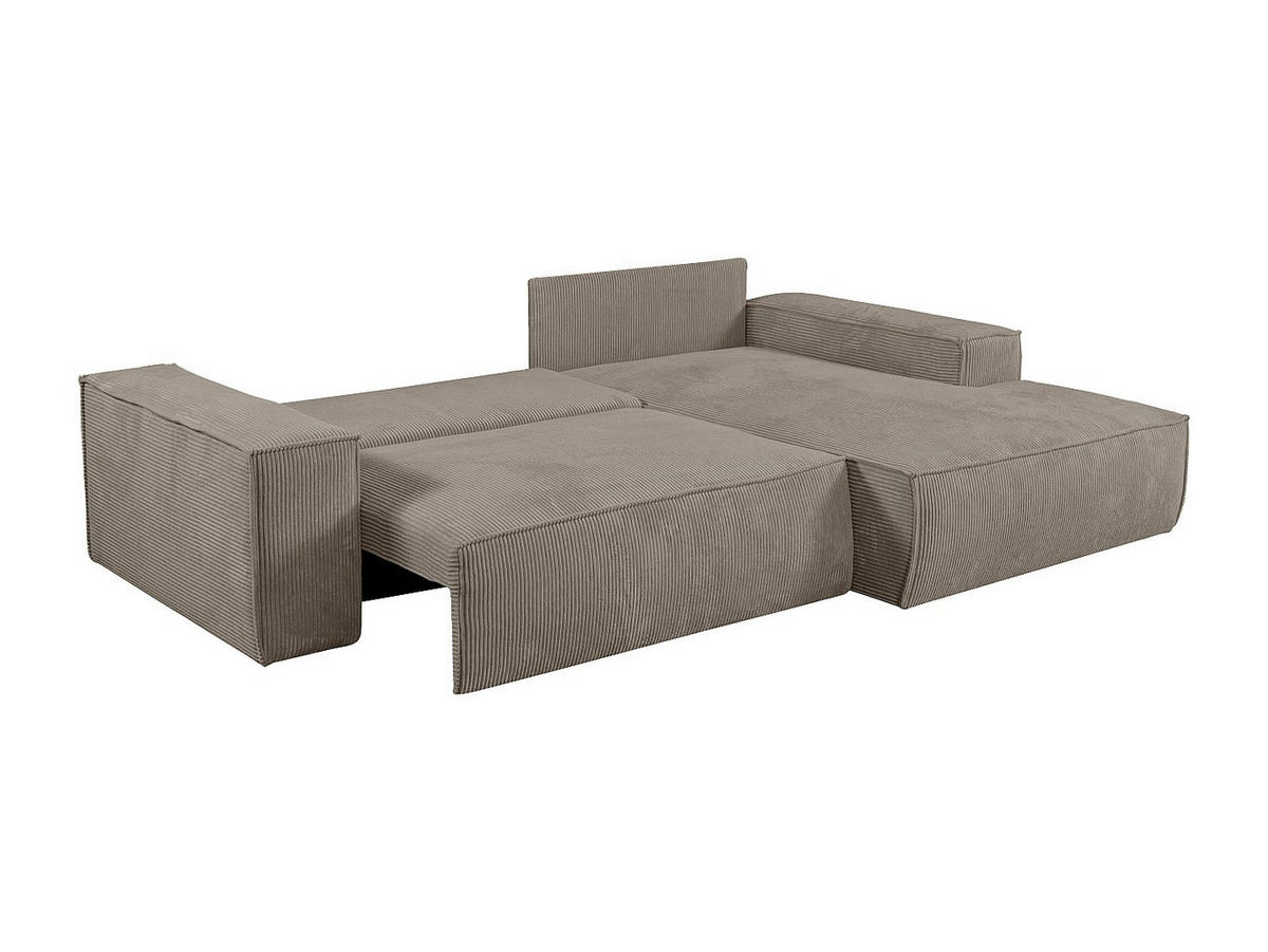 ECKSOFA mit Schlaffunktion - Ecke rechts - Cord - Taupe - AMELIA - Taupe, Textil (267/167cm) - Vente-Unique