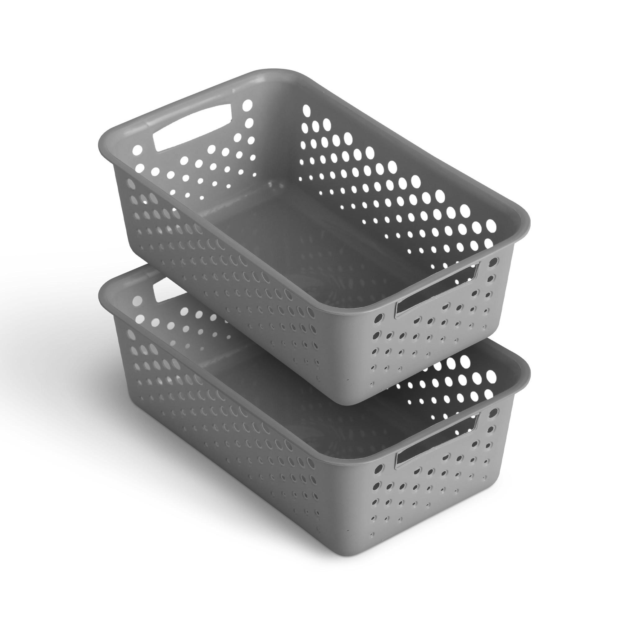AUFBEWAHRUNGSKORB Anthrazit 25x16x8 cm - 2er Pack - Anthrazit, Kunststoff (16/8/25cm) - ProHome
