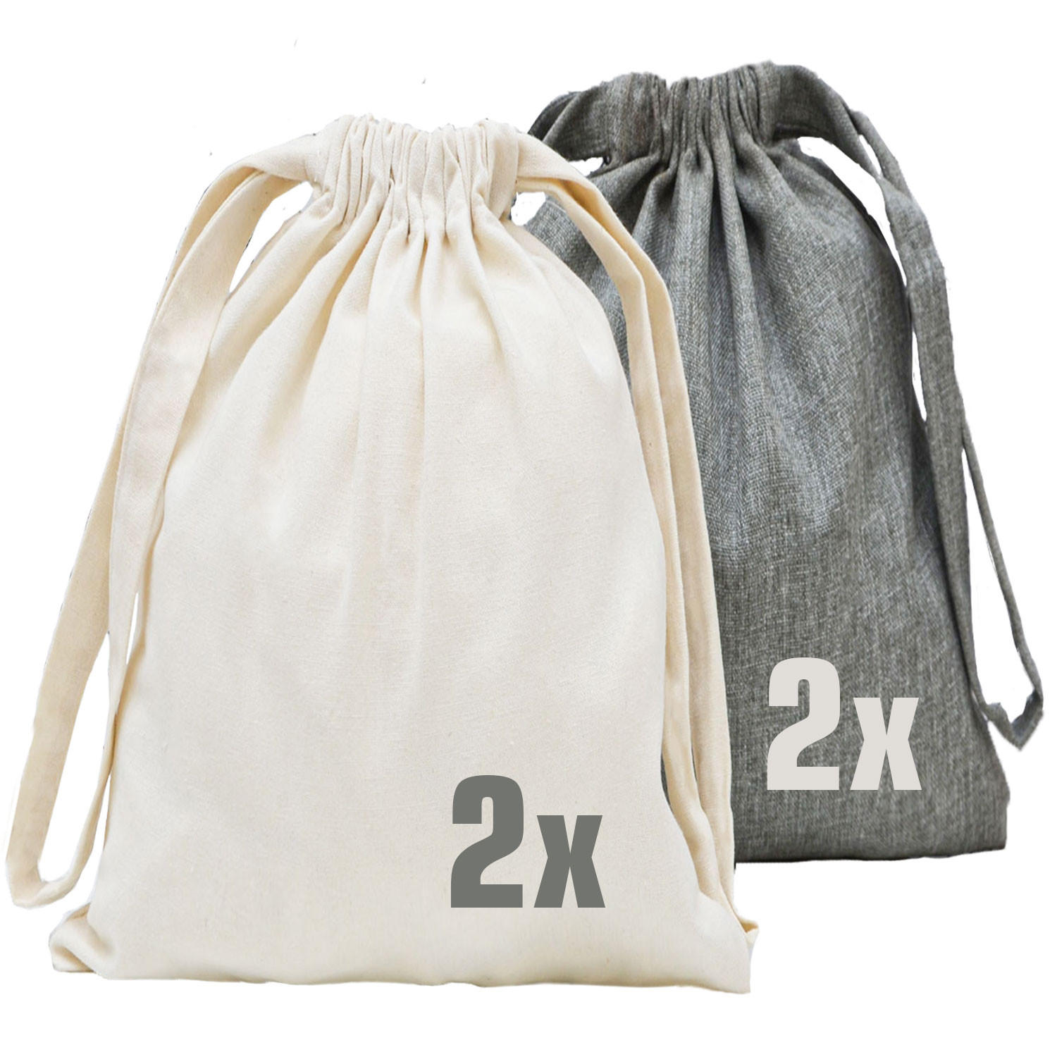 WEIHNACHTS-GESCHENKBEUTEL, 32/32 cm, Stoffbeutel, 4er Set - Grau, Kunststoff (32/1/32cm) - Dunedesign