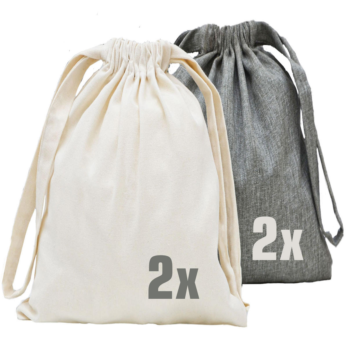 WEIHNACHTS-GESCHENKBEUTEL, 32/32 cm, Stoffbeutel, 4er Set - Grau, Kunststoff (32/1/32cm) - Dunedesign