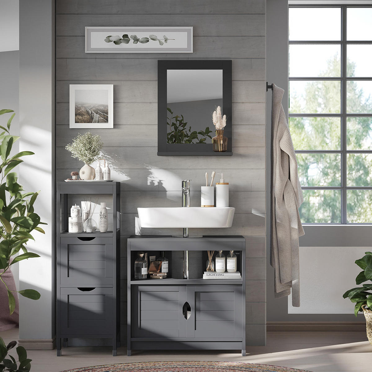 KOUPELNOVÝ NÁBYTEK Vilda Šedá - šedá, kompozitní dřevo (60/60/30cm) - Vicco