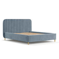 POLSTERBETT Noto Blau Grau 140/200 cm im Samtstoff - Blaugrau/Naturfarben, Holz/Holzwerkstoff (140/200cm) - Maison de Reve