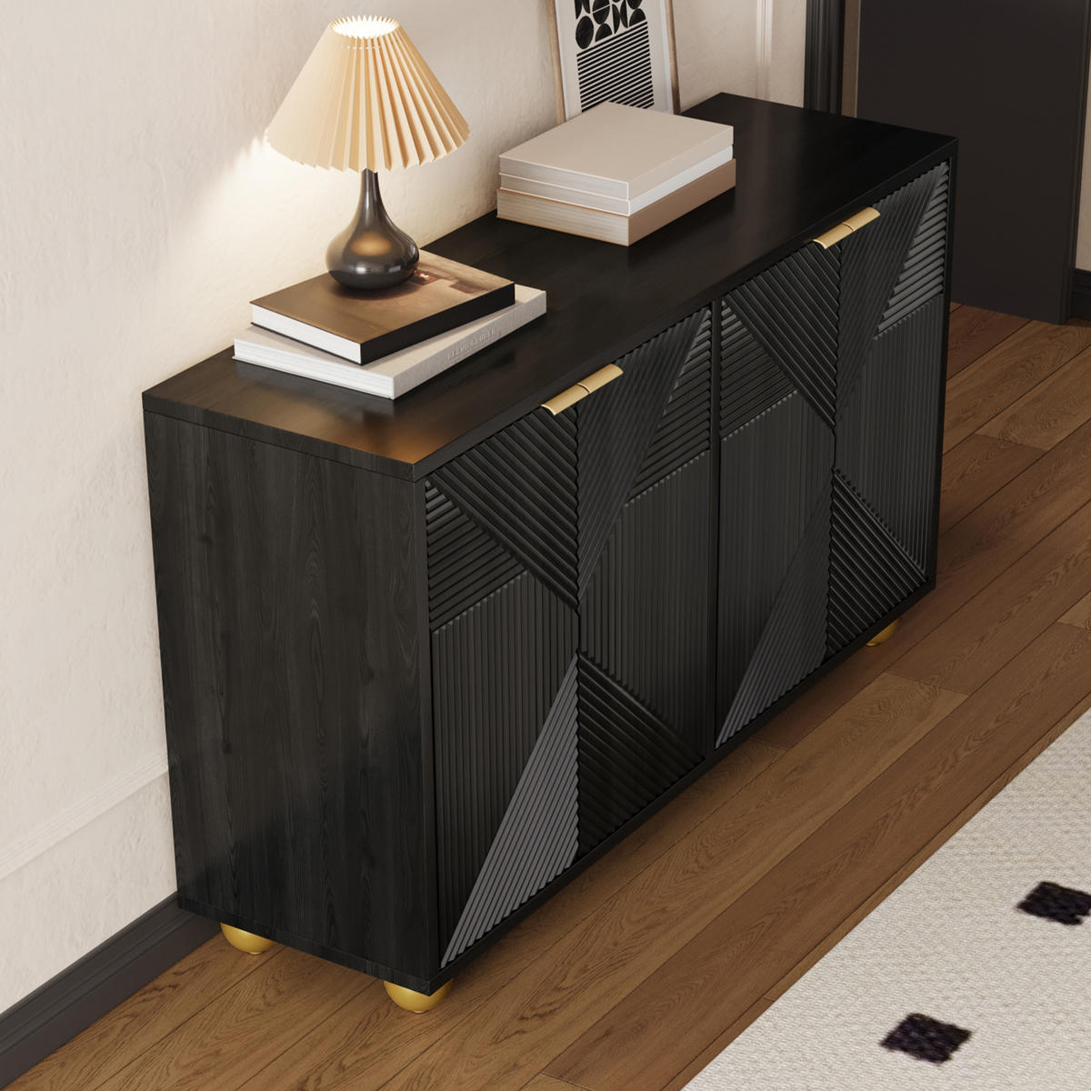 SIDEBOARD 120/35/71,5 cm schwarz aus MDF mit verstellbaren Einlegeböden - Schwarz, Holzwerkstoff (120/71.5/35cm) - OKWISH