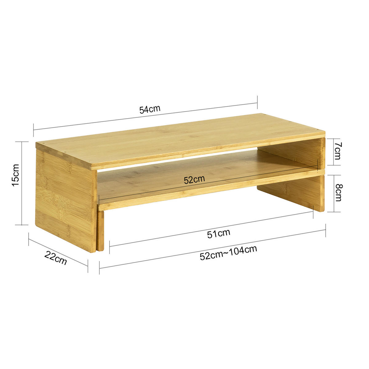 MONITORSTÄNDER Natur - Naturfarben, Holz (22/104/15cm) - SoBuy