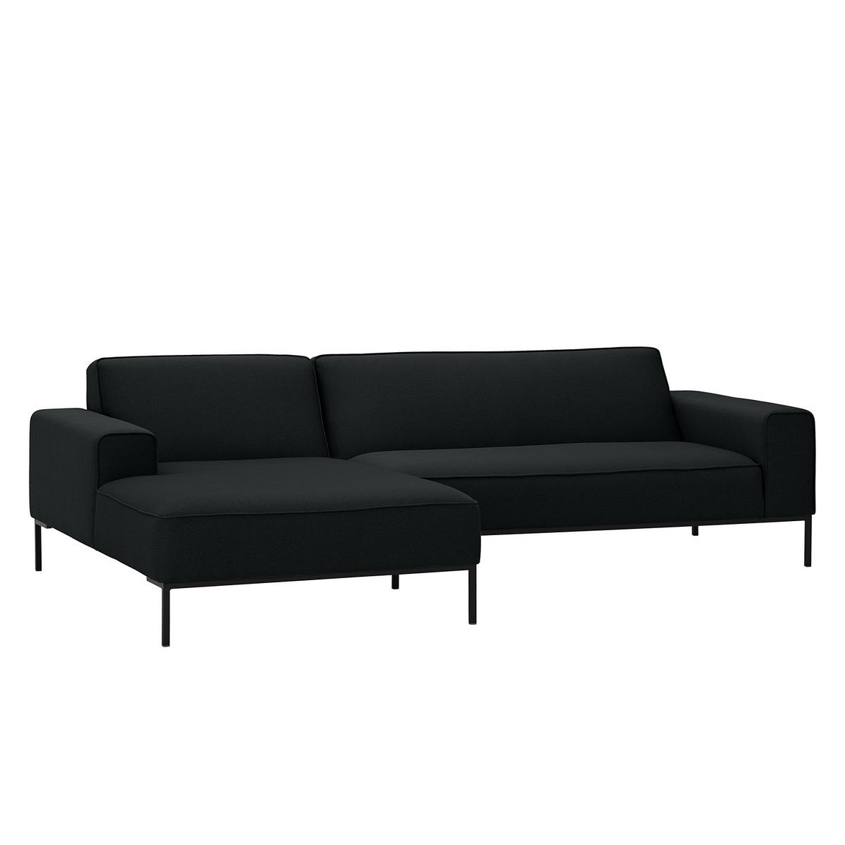 ECKSOFA mit Longchair - Webstoff - Anthrazit/Schwarz, Textil (264/168cm) - home24