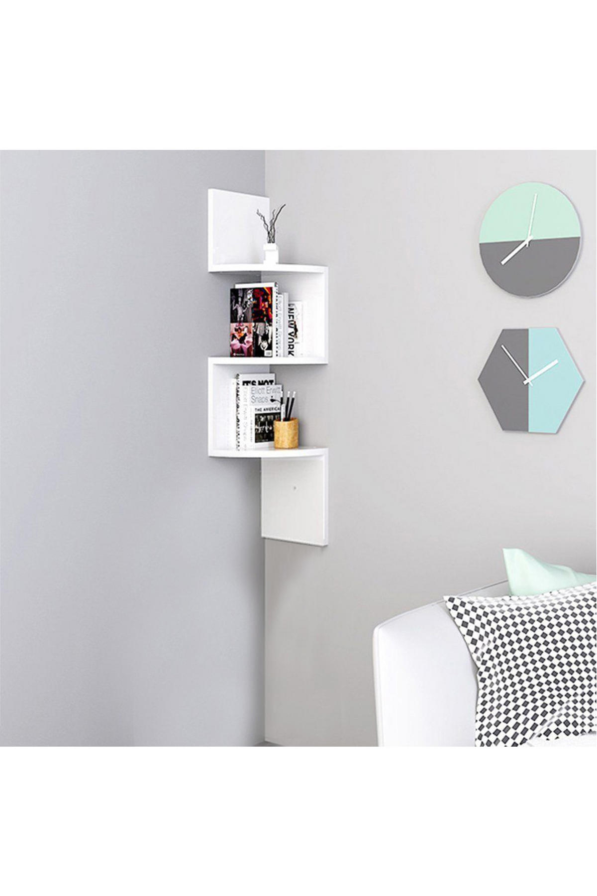 WANDREGAL 3-Stufig Wandmontage aus Holz in Weiß Modernes Design Einfache Montage Praktisch 19,5 x 19,5 x 81 cm - Weiß, Holzwerkstoff (19.5/81/19.5cm) - Livingandhome