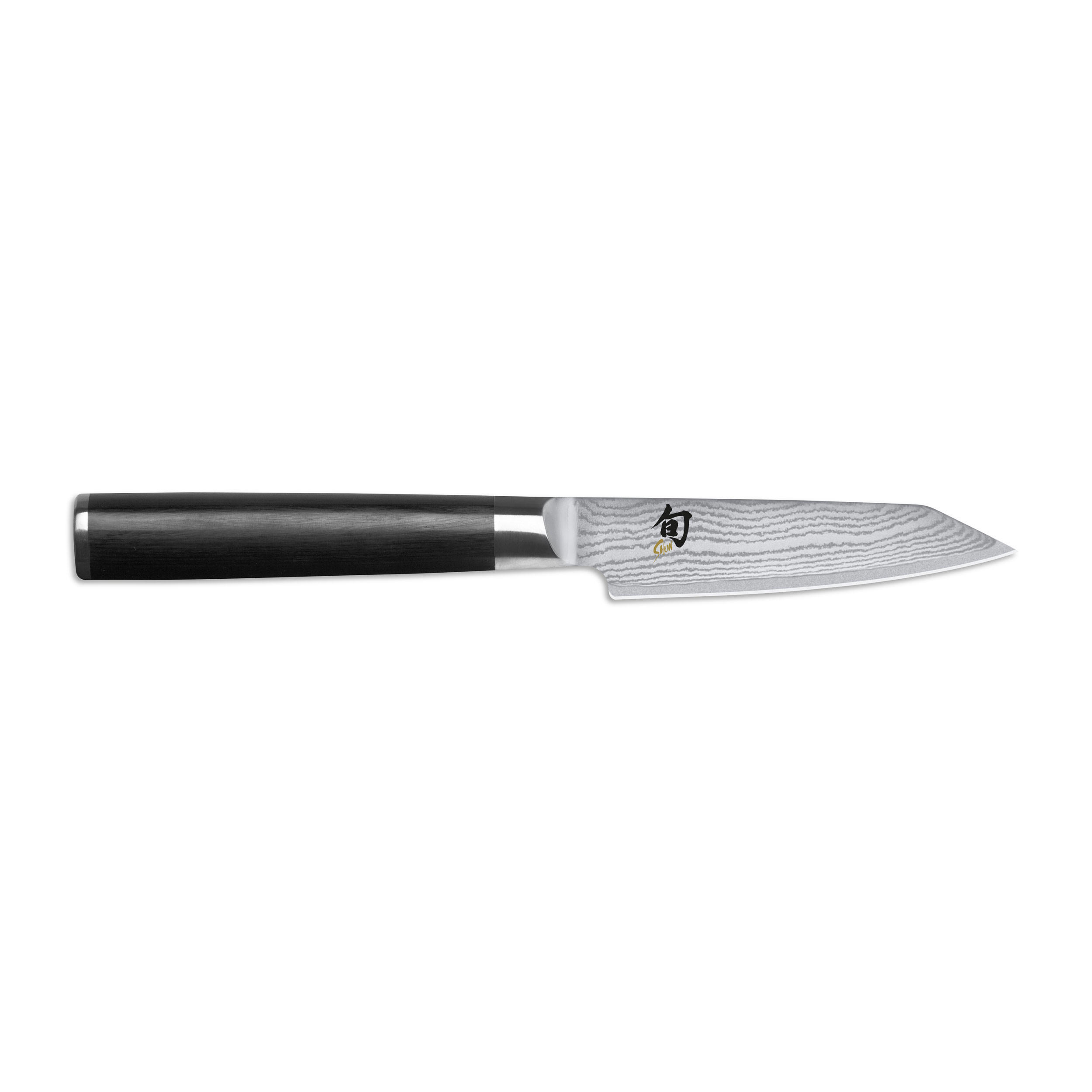 KOCHMESSER Shun Classic Kiritsuke, Damaszenerstahl, Pakkaholz, Klingenlänge 9 cm - Schwarz, Metall (30cm) - Kai Messer