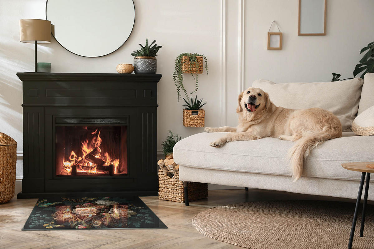 GLASPLATTE für Kamin 80x60 cm Grün - Grün, Glas (80/60/0.4cm) - ArtPrintCave