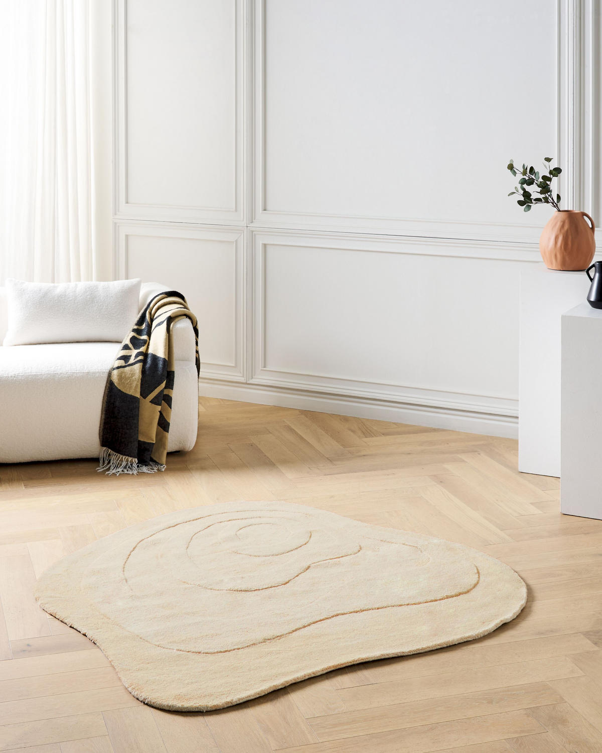 KURZFLOR-TEPPICH Beige 160/160 cm Gorano - Beige, Textil (160/160cm) - Beliani