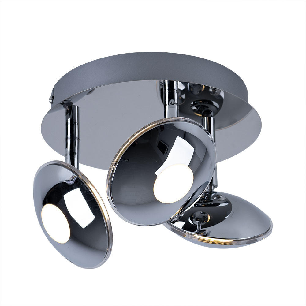 LED DECKENLEUCHTE Chrom Silber satiniert 3 Flammig - Silberfarben, Metall (20/20/15cm) - Globo Lighting