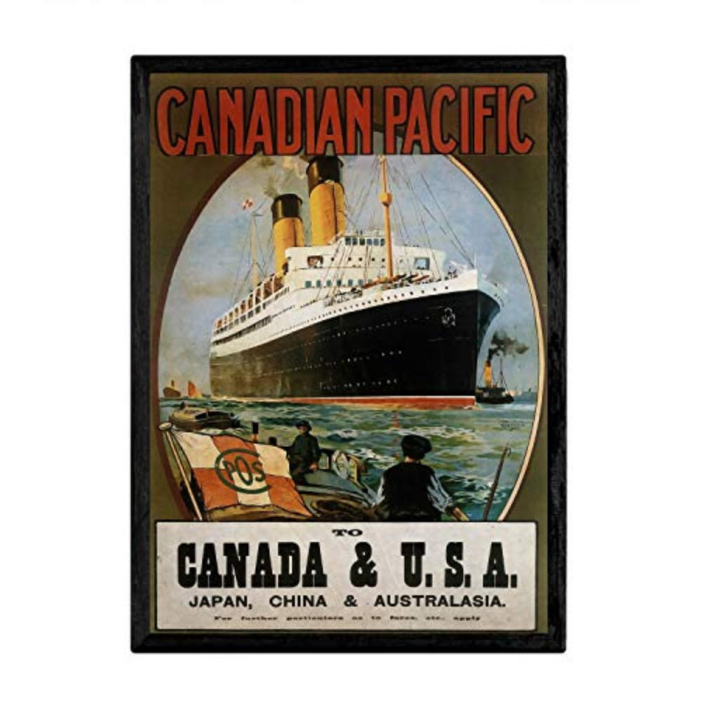POSTER Kanada & Usa Vintage A3 Schwarzer Rahmen - Schwarz, Papier (29.7/5/42cm) - Nacnic