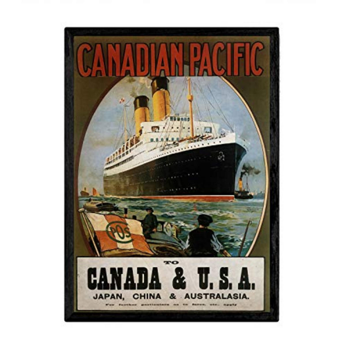 POSTER Kanada & Usa Vintage A3 Schwarzer Rahmen - Schwarz, Papier (29.7/5/42cm) - Nacnic