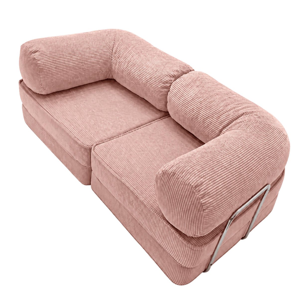 SOFA SURB Duo 100 Schlafsofa 2-Sitzer Rosa 200/100 cm - Chromfarben/Rosa, Textil/Metall (200/70/100cm) - SURB