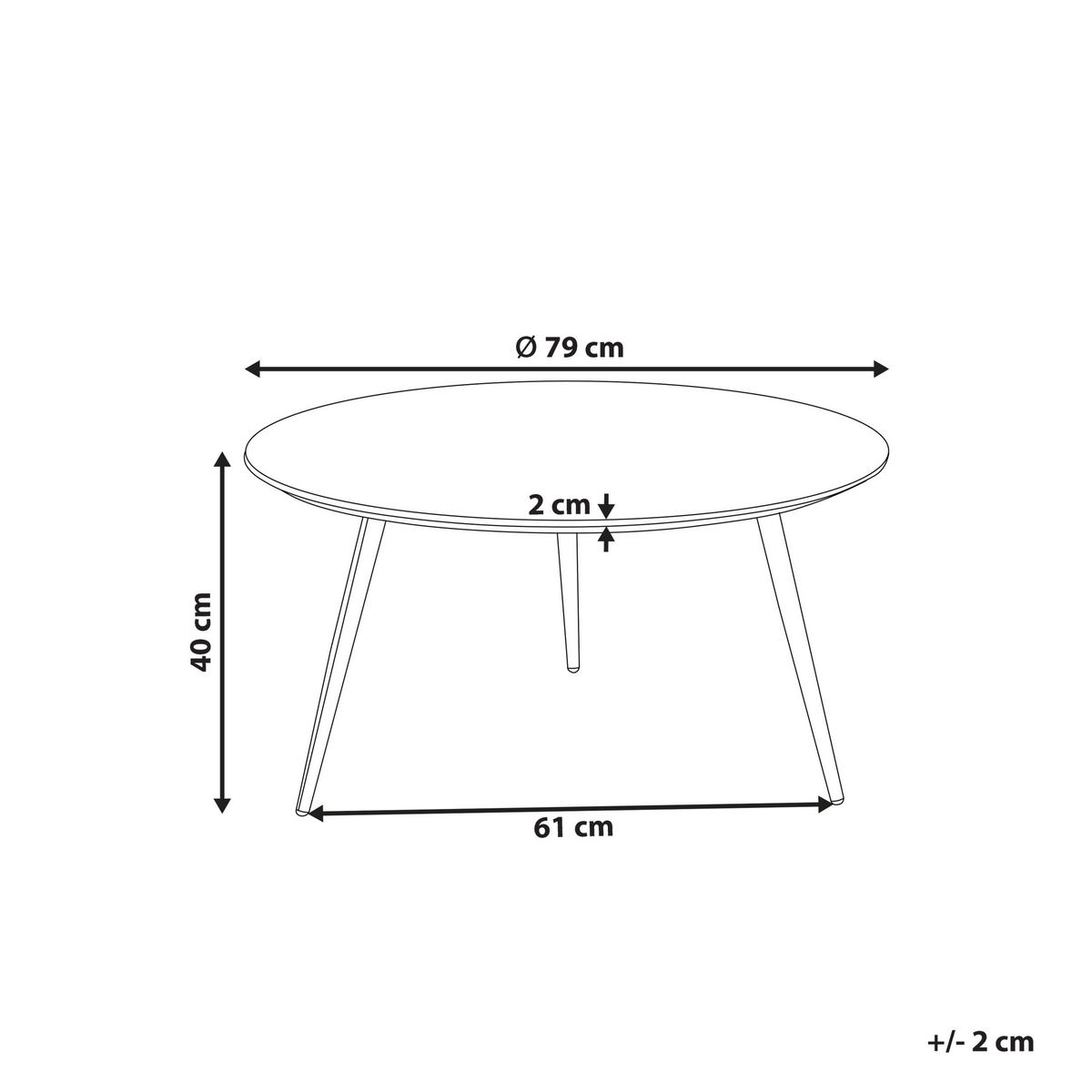 COUCHTISCH Betoneffekt/schwarz 79 cm Effie - Grau, Holzwerkstoff (79/61/40cm) - Beliani