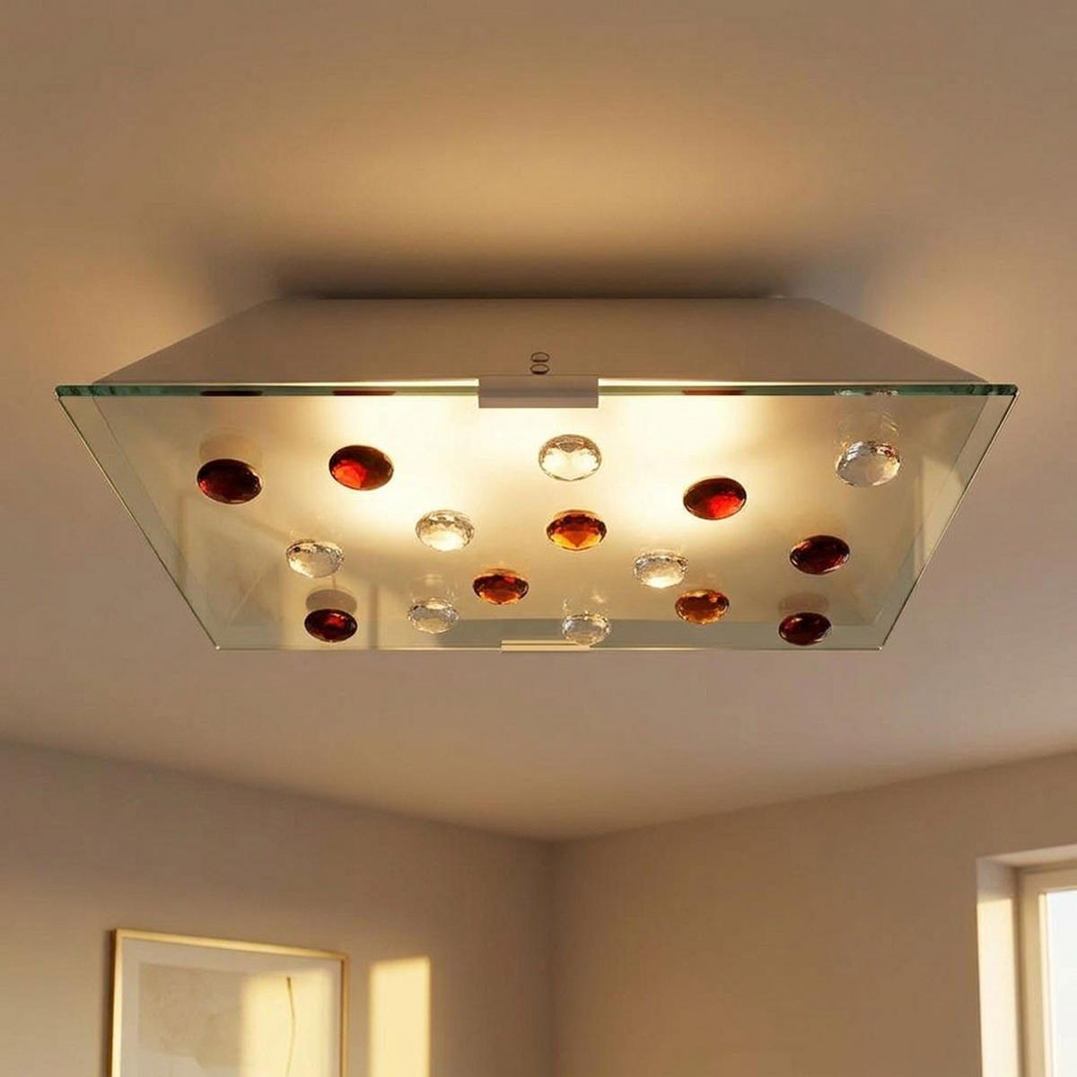LED DECKENLEUCHTE Santiago Glas Weiß - Weiß, Glas (29/29/6.5cm)
