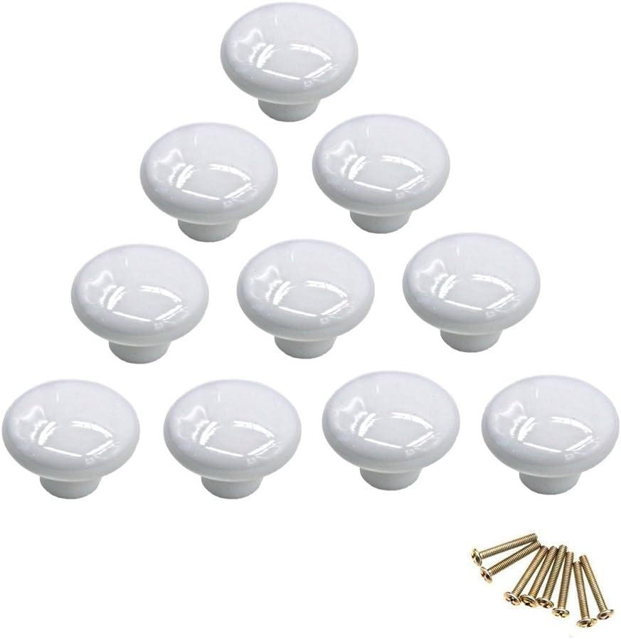SCHRANKKNOPF Keramik Weiß 10er-Set - Weiß, Keramik (3/3/3cm)