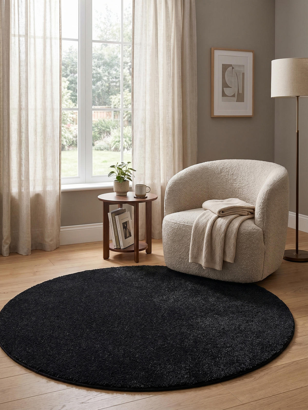 TEPPICH Waschbar Uni Modern Schlafzimmer Strapazierfähig Rund Anthrazit 200x200 cm OEKO-TEX – MAIN - Anthrazit, Textil (200/200cm) - KADIMA DESIGN