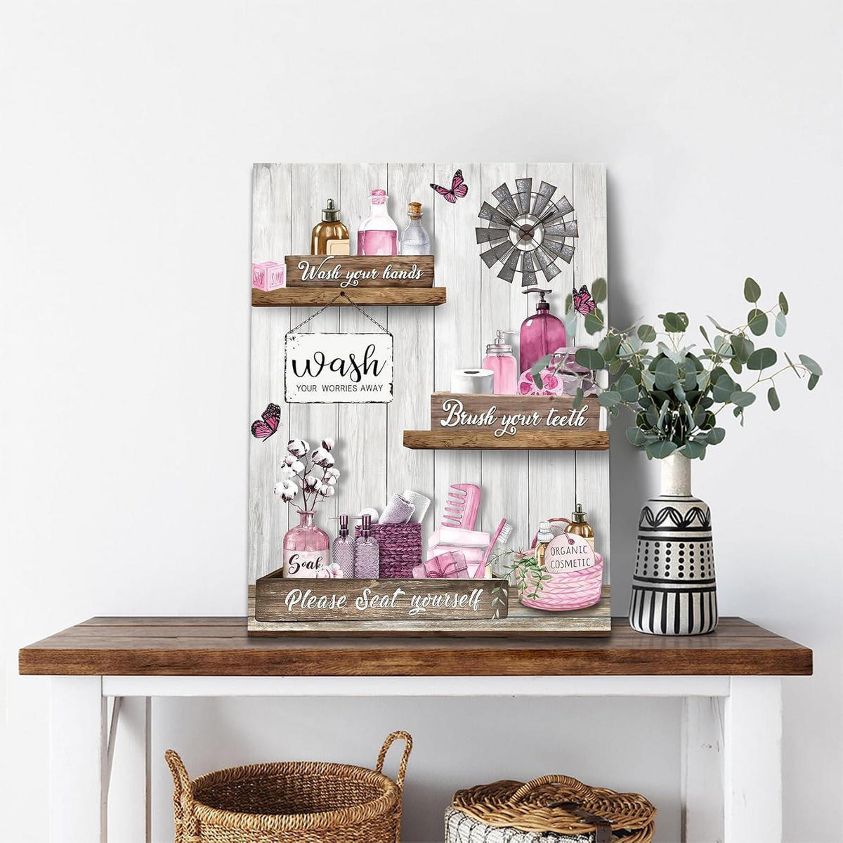 LEINWANDBILD Badezimmer 40x60cm Rosa - Rosa, Textil (60/0.5cm)