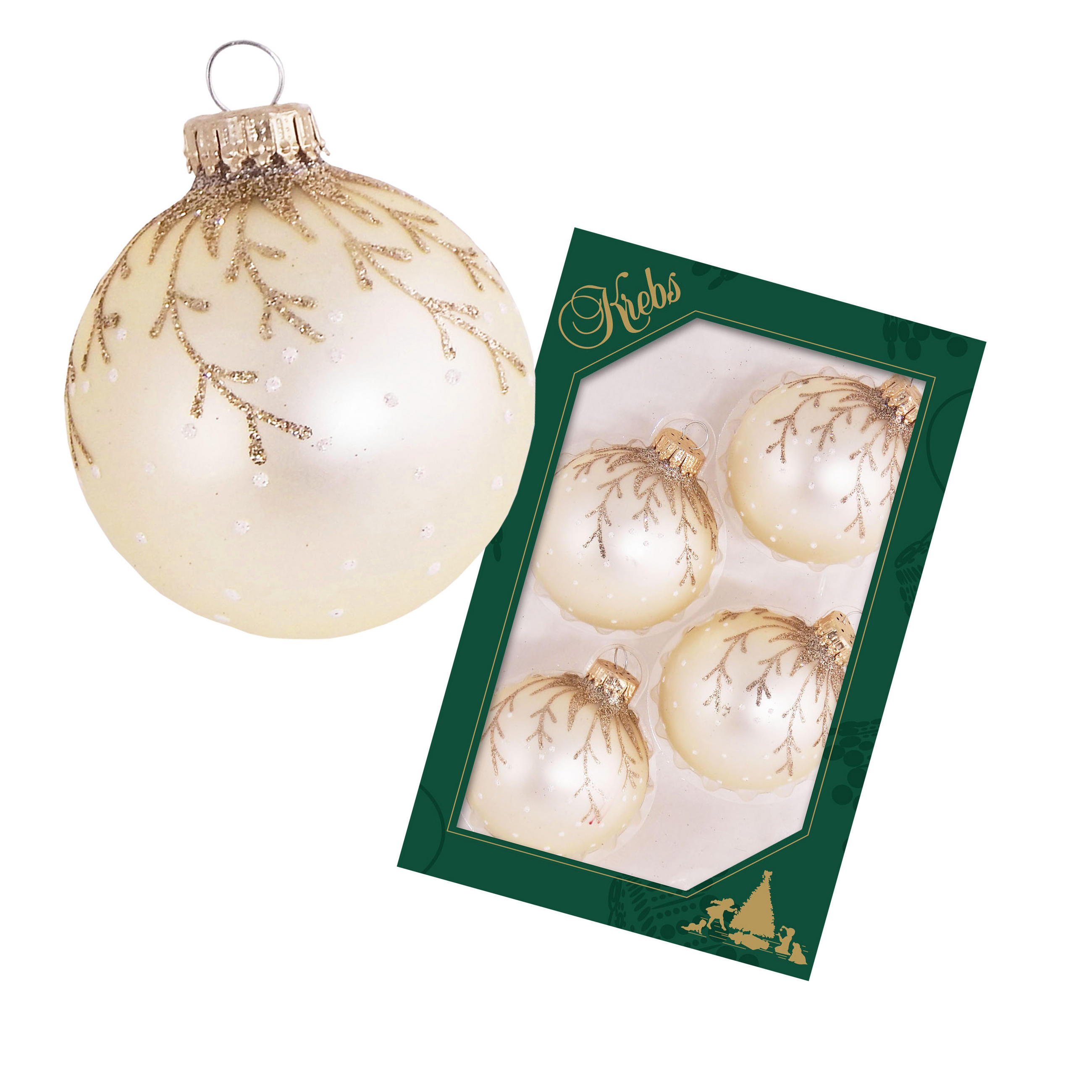 CHRISTBAUMKUGELN Zweige Goldfarbig 7cm (Glas / 4 Stk.) - Goldfarben, Glas (7/7/7cm) - Krebs Glas Lauscha