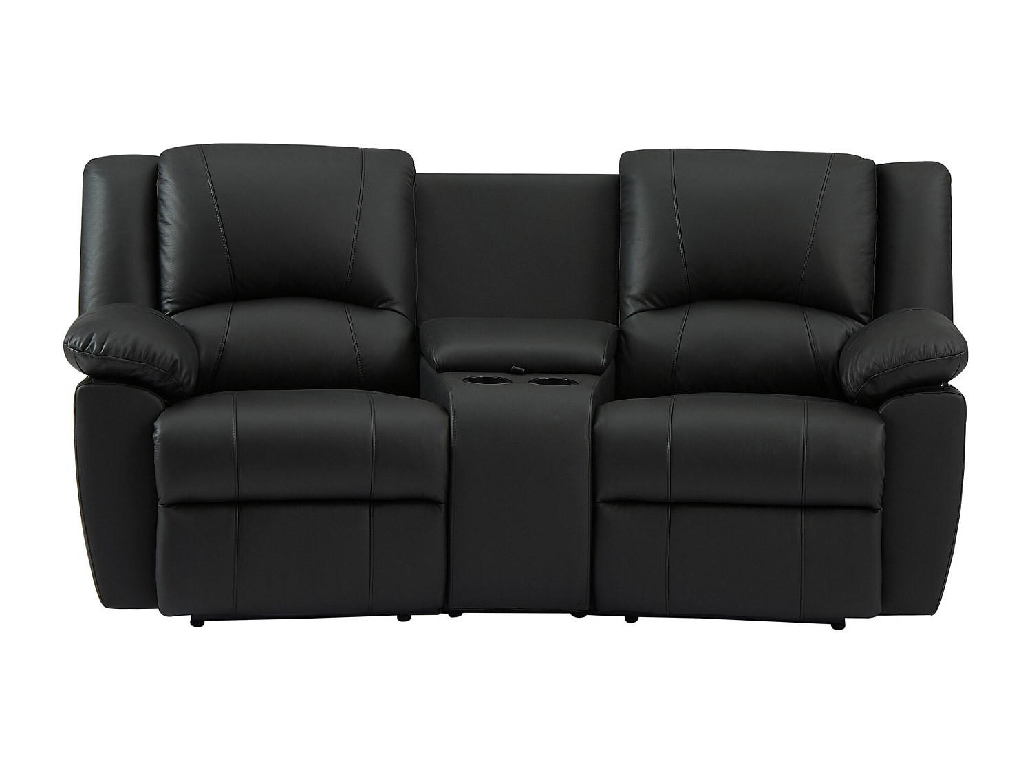RELAXSOFA - 2 Personen - Leder - Schwarz - - Schwarz, Leder (201/97/95cm) - Vente-Unique